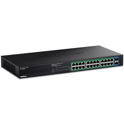 TRENDnet TPE-TG262ES 26-Port Managed Gigabit Ethernet PoE+ Switch, 2x Gigabit SFP ports, rack mountable